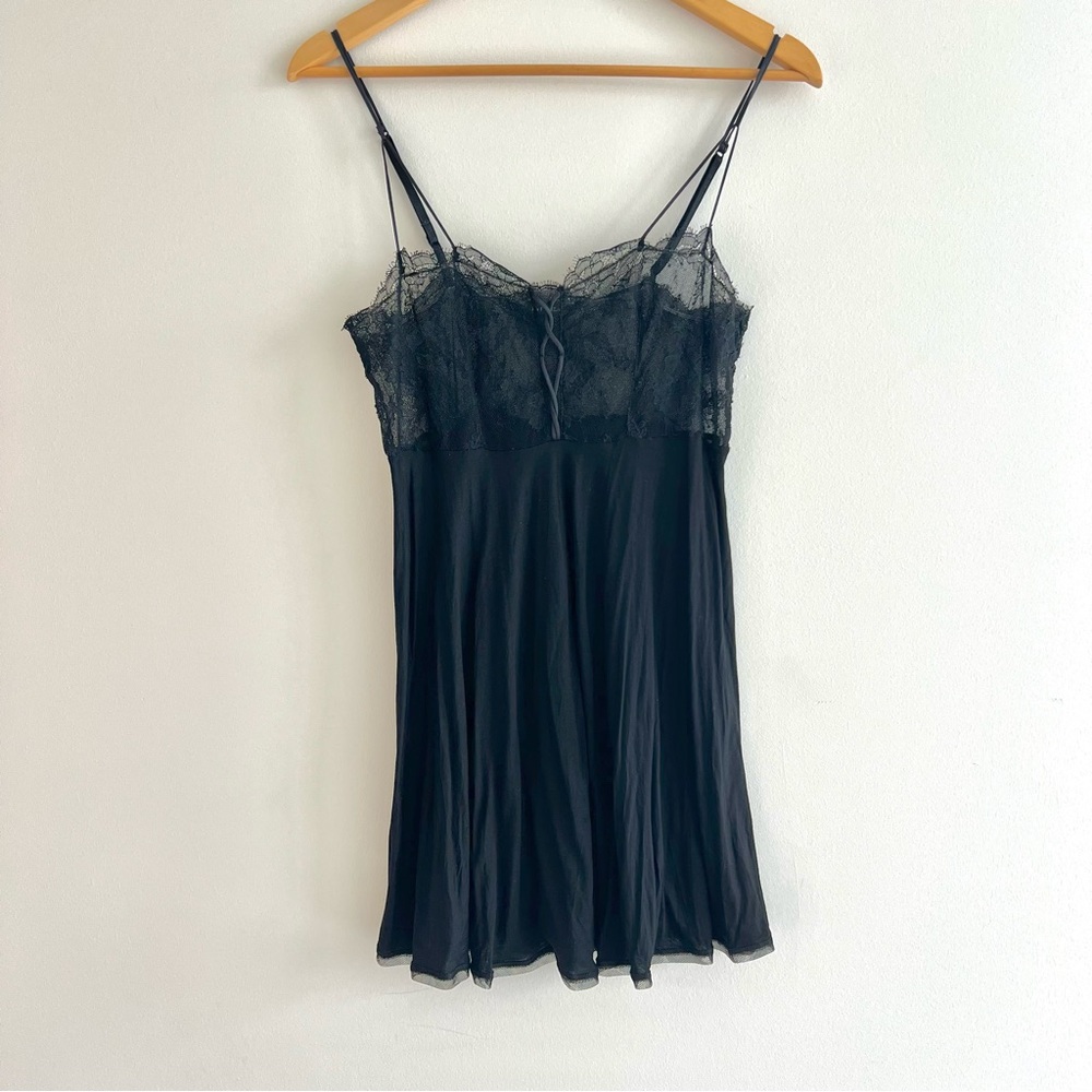 La Perla Black Lace Silk Blend Slip Chemise Quiet Luxury Italy Medium M